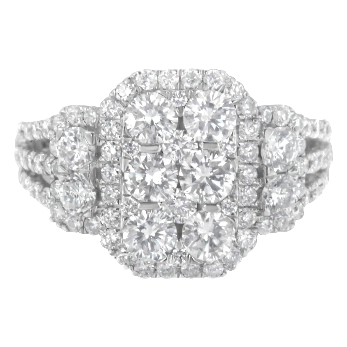 14K White Gold 2 1/4 Cttw Diamond Cocktail Cluster Ring (G-H Color, SI2-I1 Clarity)