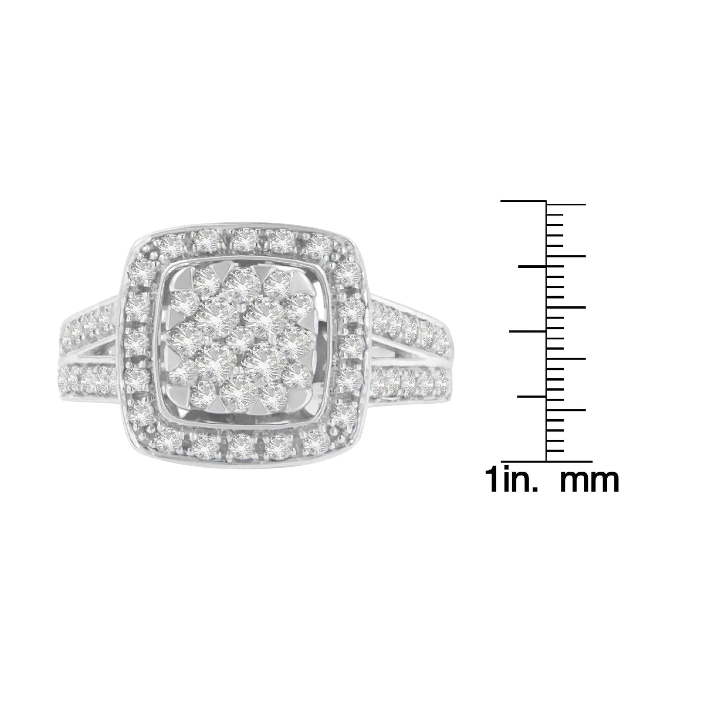 10K White Gold Diamond Cluster Ring (1 Cttw, H-I Color, SI2-I1 Clarity)