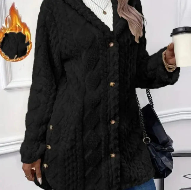 Hooded Button-Up Long Cardigan Coat