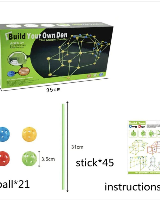 Kids' Fort Building Kit – DIY 3D Construction Set for Tents, Castles, and Playhouses