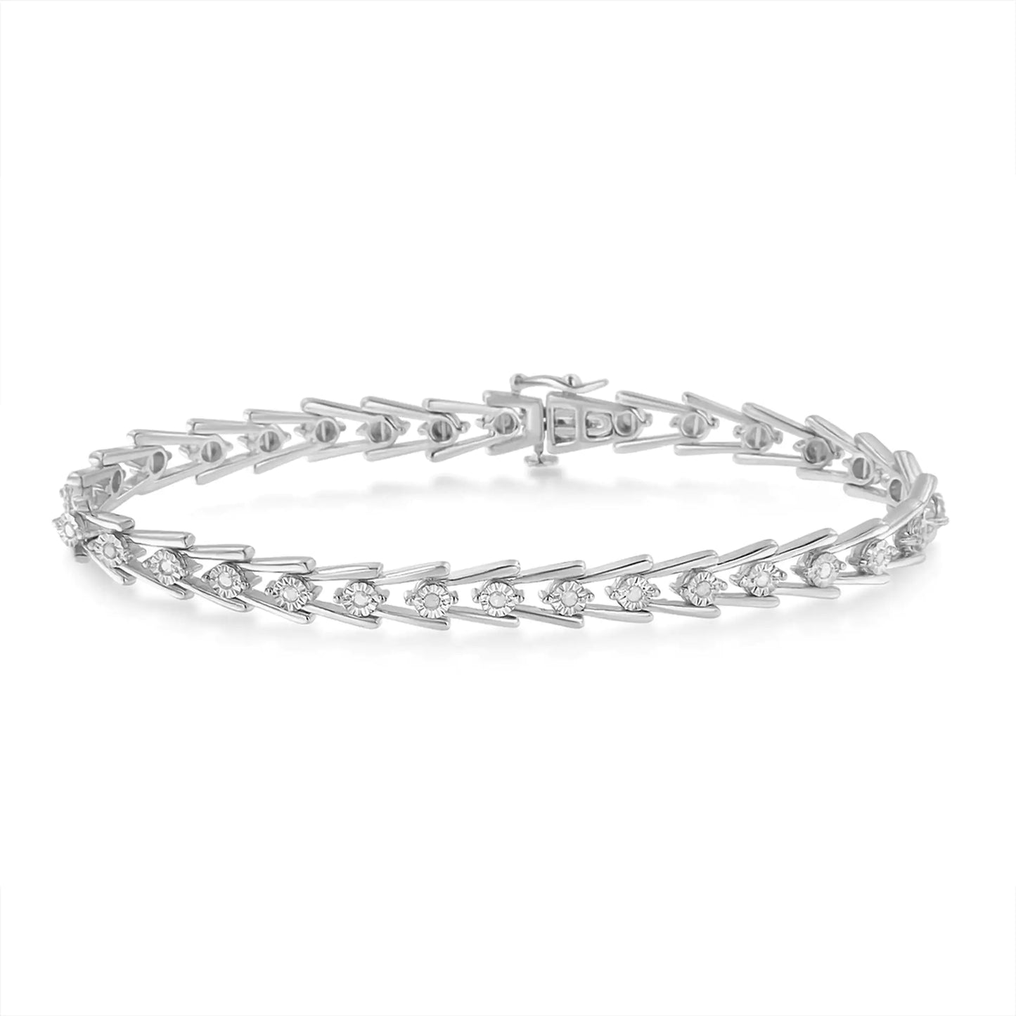 Sterling Silver Diamond Wave-Style Link Bracelet (0.5 cttw, I-J Color, I3 Clarity)