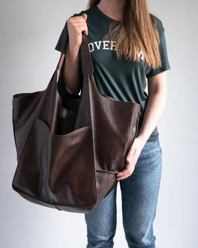Soft Leather Large Capacity Shoulder Hand-held Tote Bag