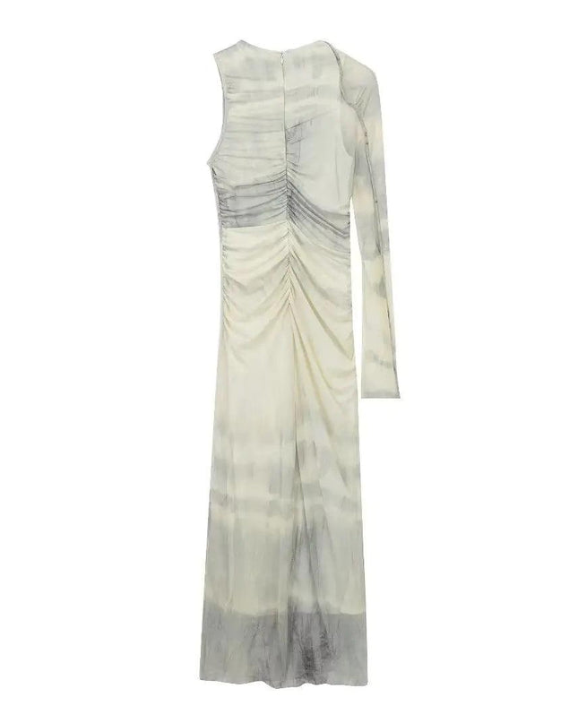 One Sleeve Mesh Dress