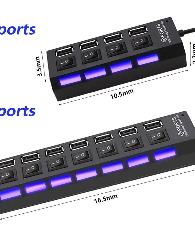 USB Hub Port Universal Driver-free High Efficiency with Switch