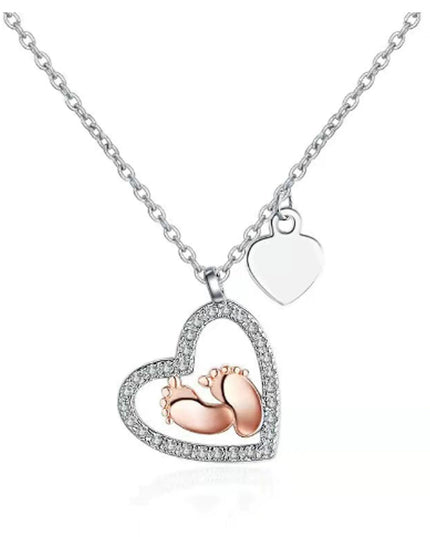 Baby Foot Heart Pendant Necklace