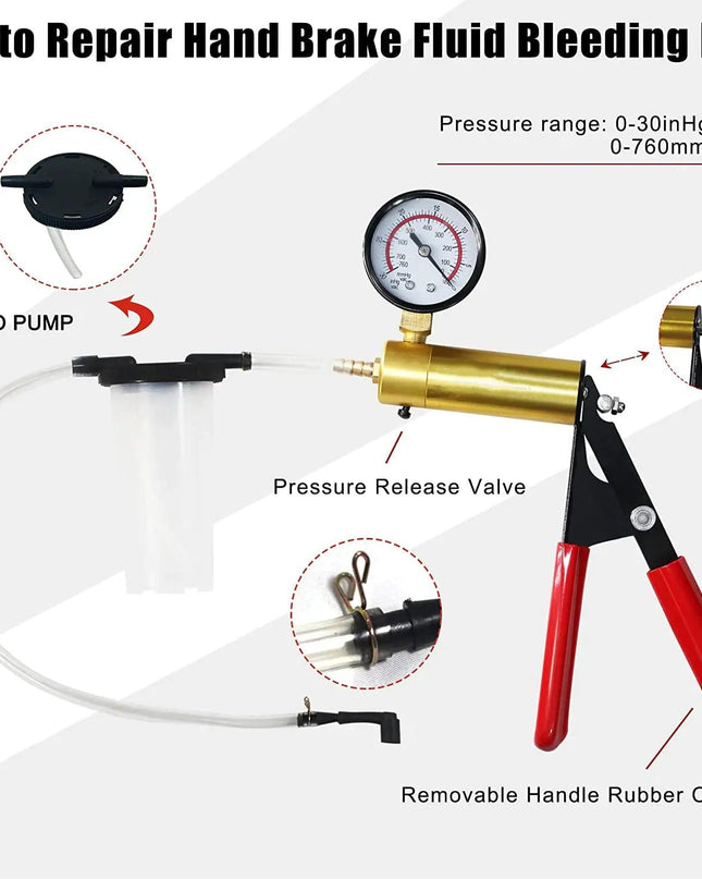 Hand Held Vacuum Pressure Pump Tester Set Brake Fluid Bleeder Bleeding Kit + Box