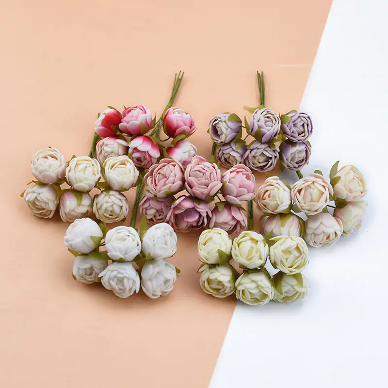 6 Pieces Silk Tea Roses Buds