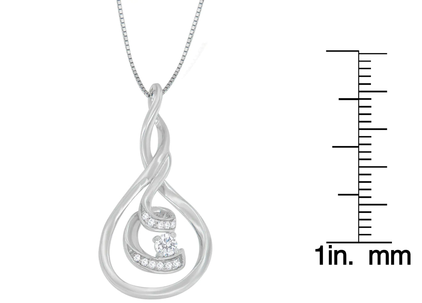 Espira 10K White Gold 1/8 cttw Round Cut Diamond Layered Spiral Pendant Necklace (I-J, I1-I2)