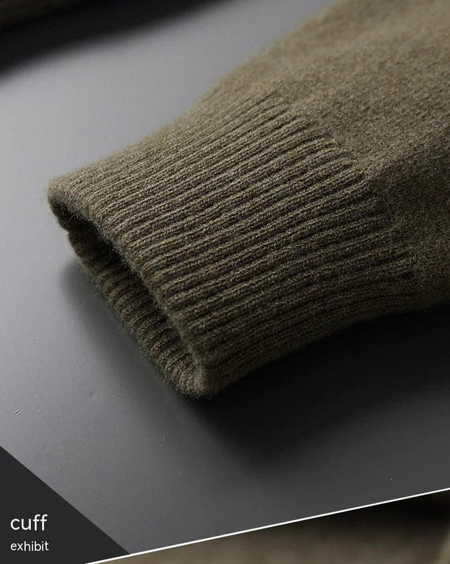 Men's Polo Collar Solid Color Wool Cardigan