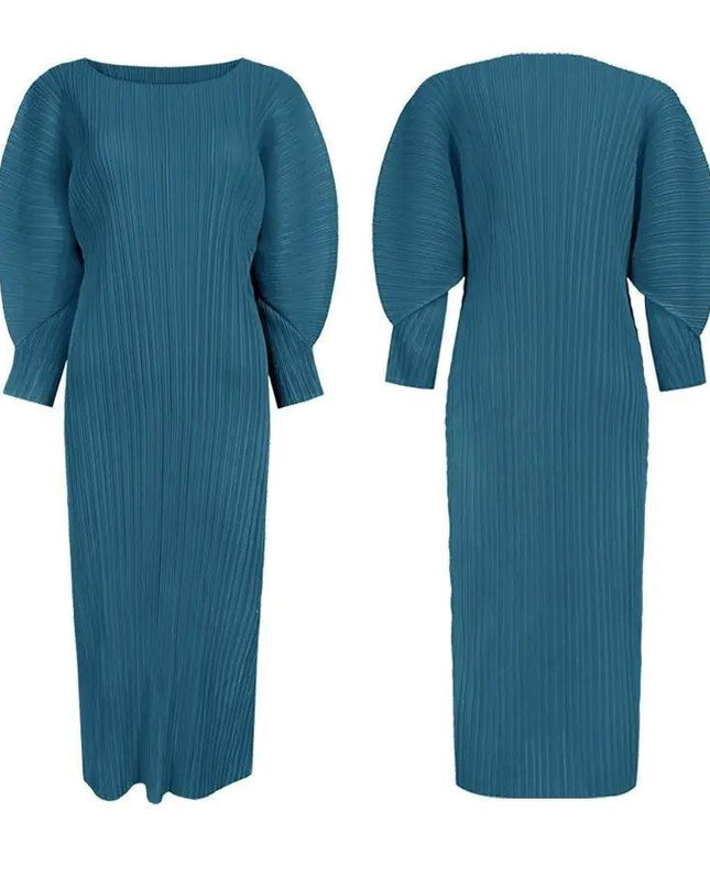 Full Color Pleated Dress