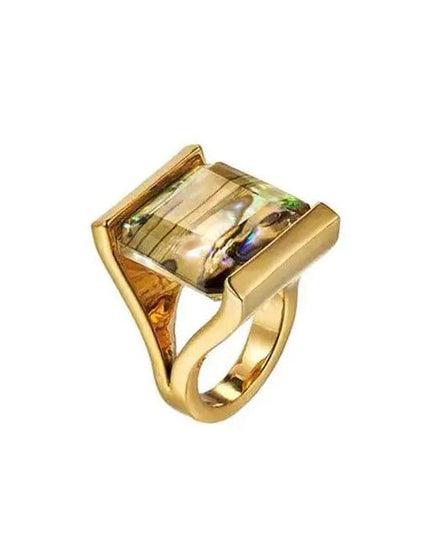 Colorful Shell Stone Square Ring