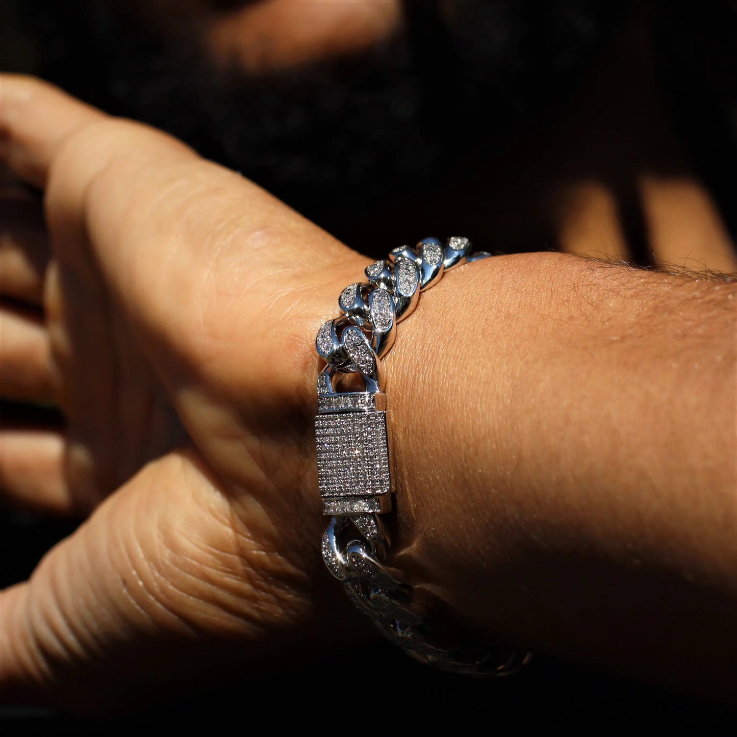 12mm Diamond Cuban Bracelet in White Gold