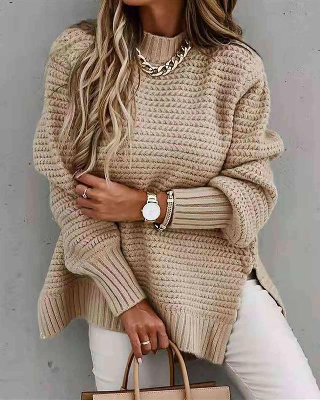 Round Neck Slit Sweater
