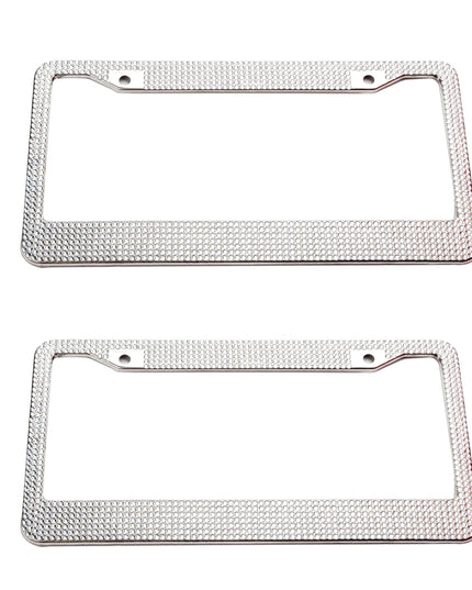 2PCS Bling License Plate Frame Glitter Crystal Sparkling Rhinestone Diamond Caps