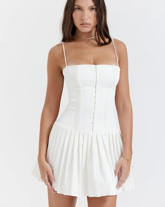 White Pleated Dress