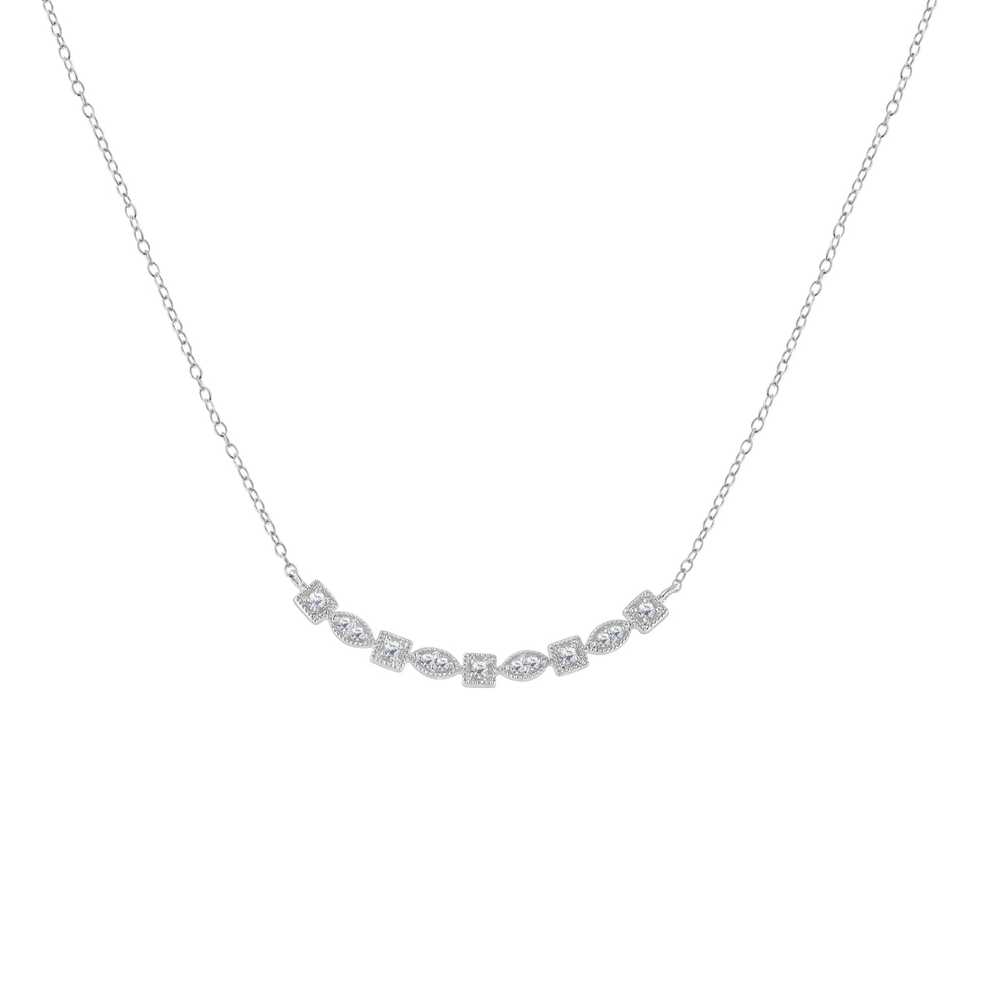 Sterling Silver Diamond Bar Mixed Shape Necklace (1/4 cttw, I-J Color, I2-I3 Clarity)