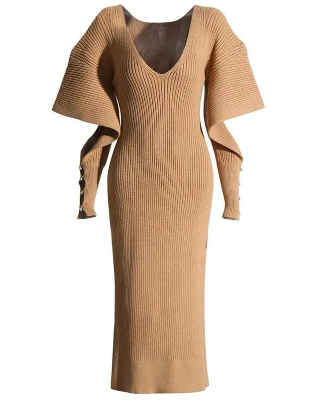 Dramatic Shoulder Knit Dress