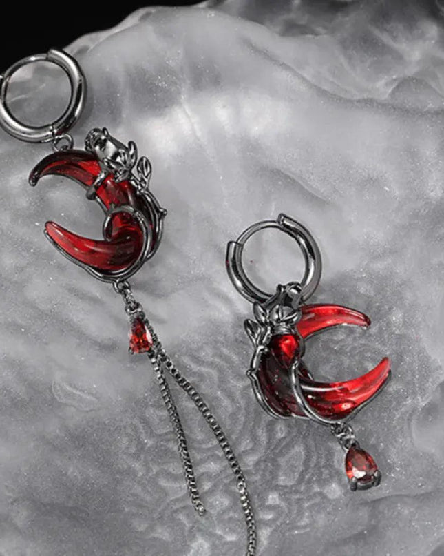 Women's Asymmetric Tassel Rose Earrings