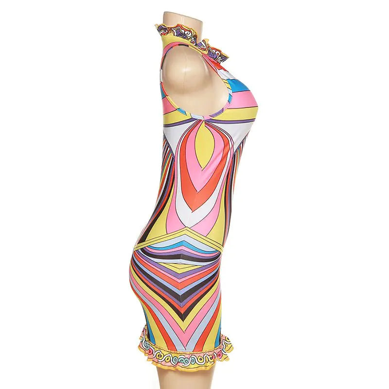 Sleeveless Multi Color Dress