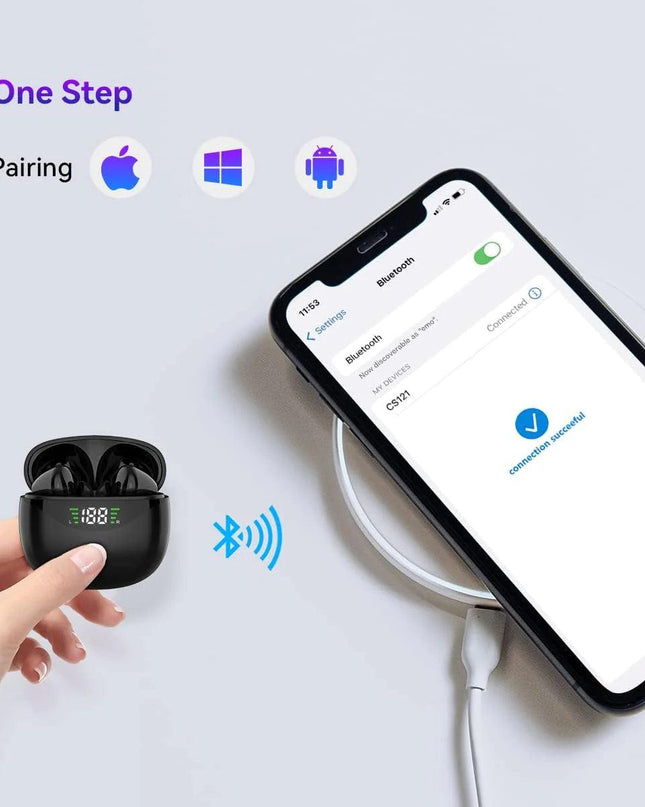 Bluetooth Earbuds Headset 5.3 Wireless Noise Cancelling TWS Trucker Waterproof