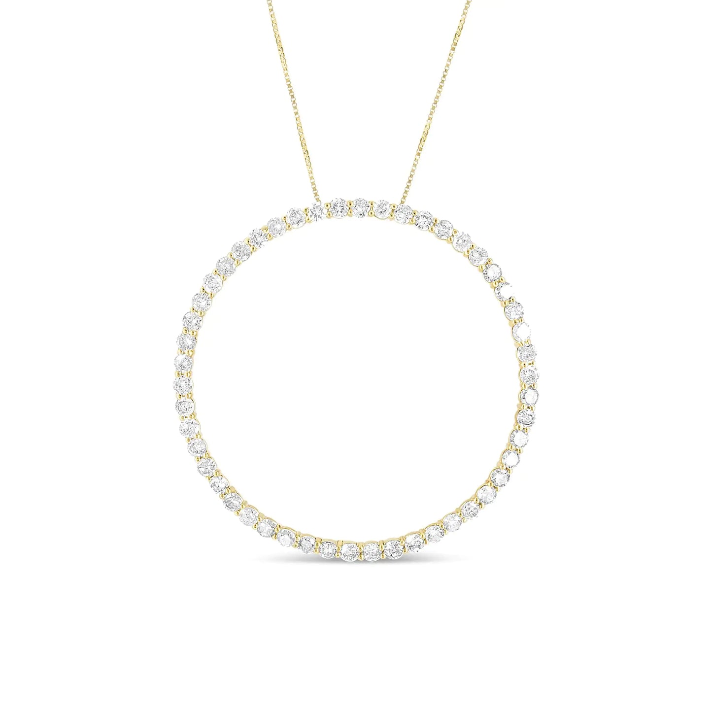 10K Yellow Gold Plated .925 Sterling Silver 4 Cttw Diamond Circle Hoop 18" Pendant Necklace (J-K Color, I1-I2 Clarity)