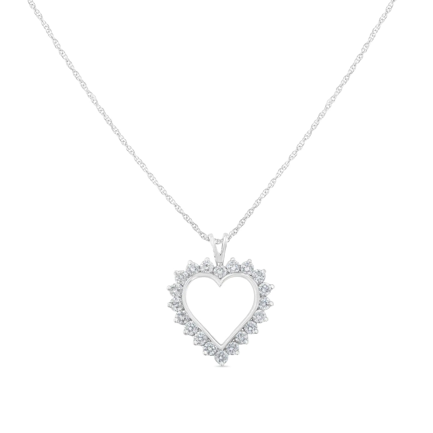 .925 Sterling Silver 1 cttw Diamond Love Heart Pendant Necklace (H-I, I1-I2)