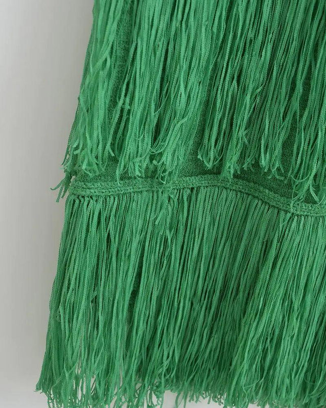 Tiered Tassel Knit Dress