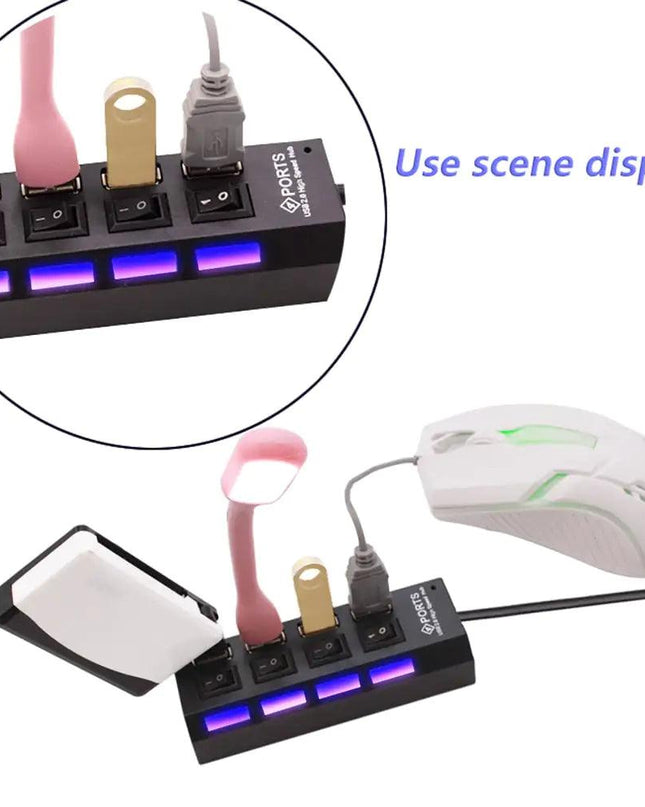 USB Hub Port Universal Driver-free High Efficiency with Switch