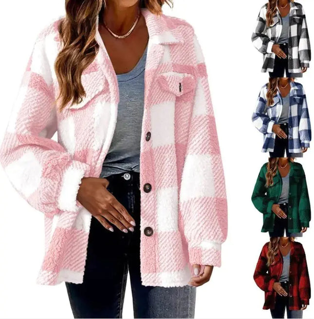 Plush Plaid Women's Jacket