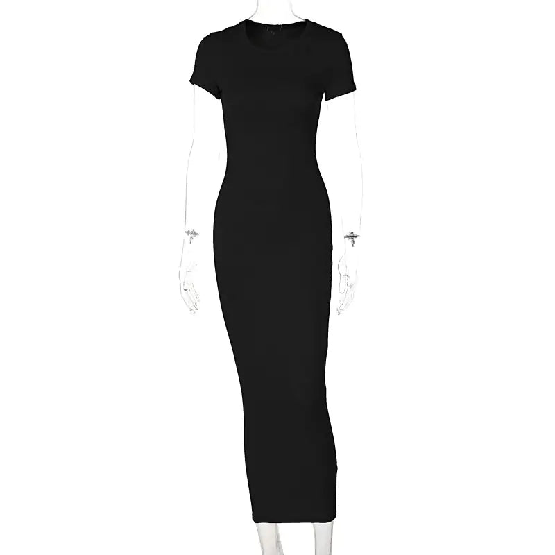 Keep It Simple Short Sleeve Bodycon Maxi Dress