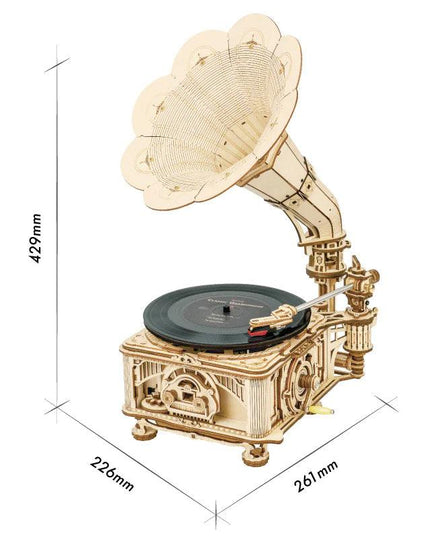 DIY Wooden Mechanical Phonograph Puzzle
