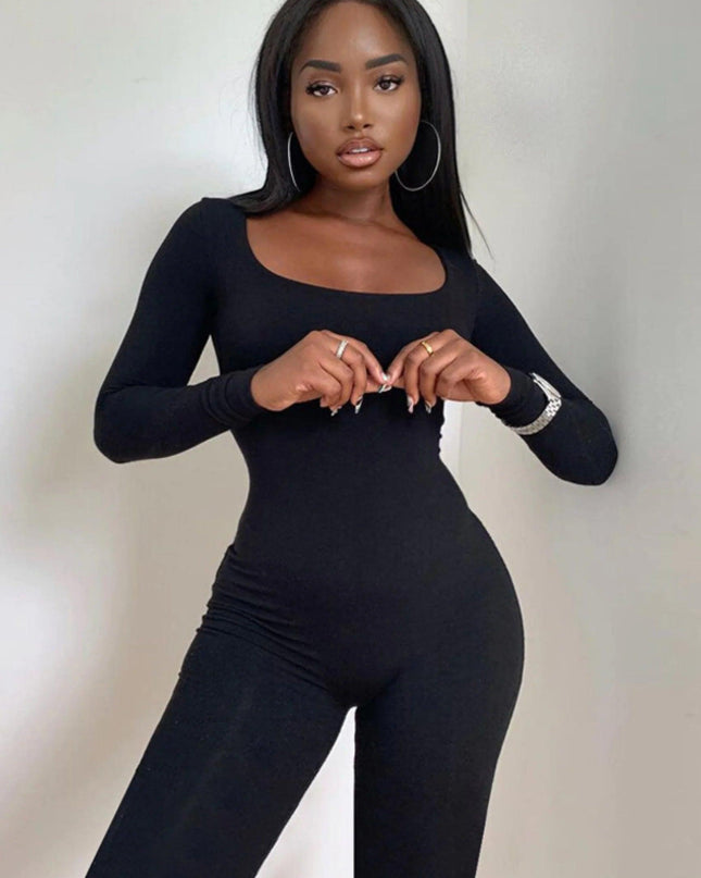 Stretchy Long Sleeve Jumpsuits