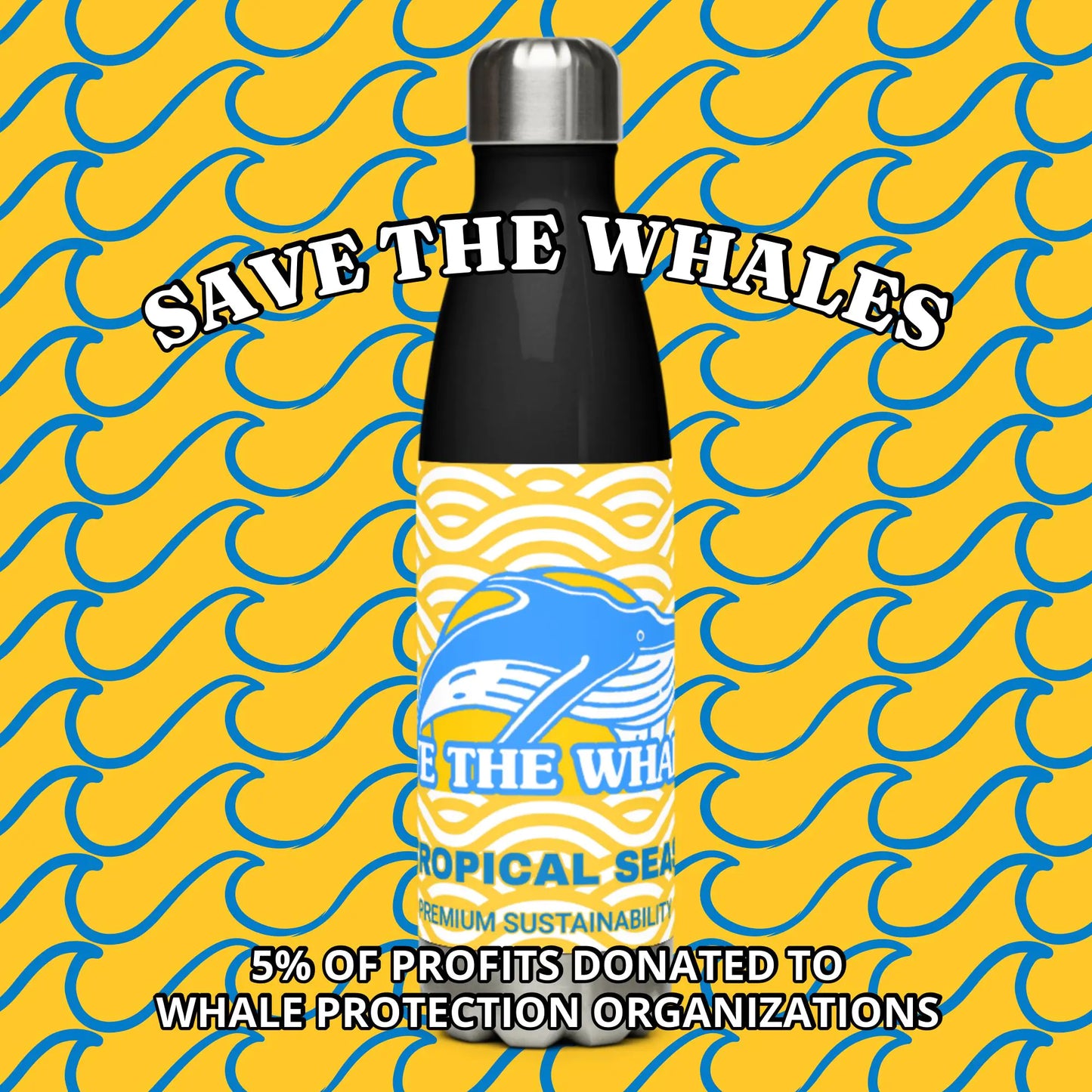 Save the Whales Stainless Steel Water Bottle