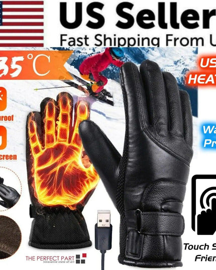 Electric USB Heated Gloves Winter Warming Thermal Ski Snow Hand Warm Windproof