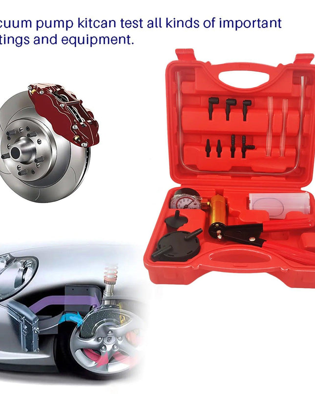 Hand Held Vacuum Pressure Pump Tester Set Brake Fluid Bleeder Bleeding Kit + Box