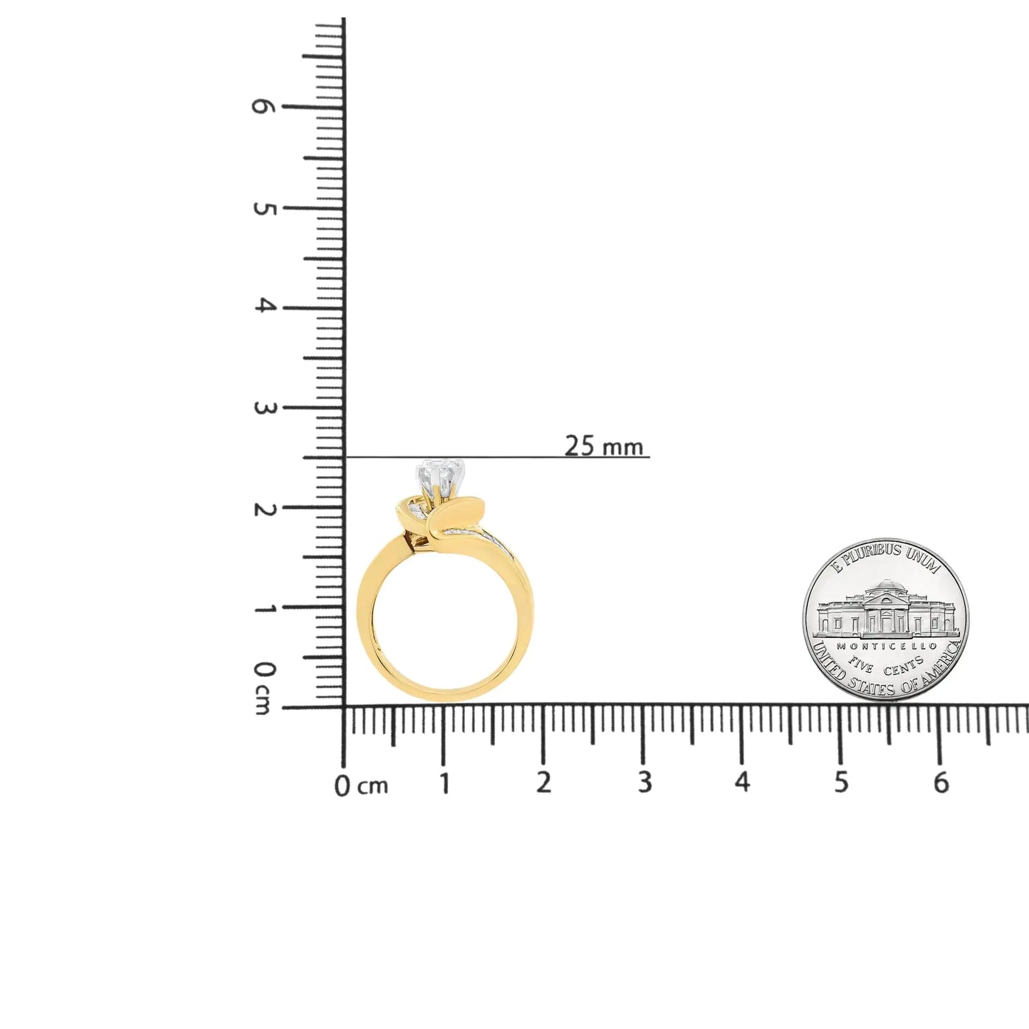 14K Yellow Gold Princess, Baguette, and Pie cut Diamond Marquise Shaped Ring (1 1/4 Cttw, G-H Color, SI1-SI2 Clarity)