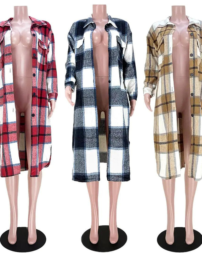 Elegant Checkered Coat