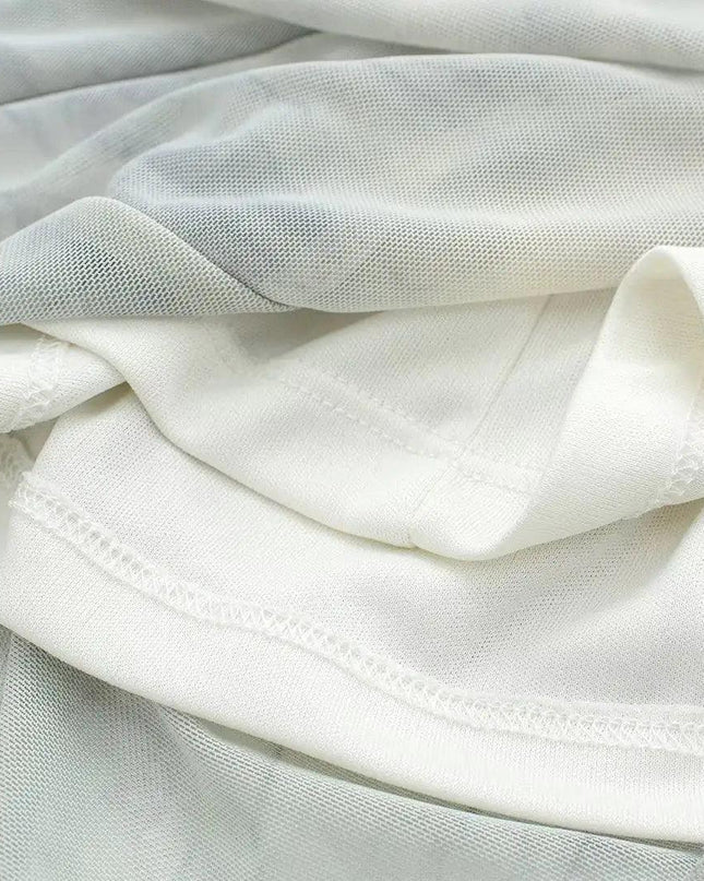 One Sleeve Mesh Dress