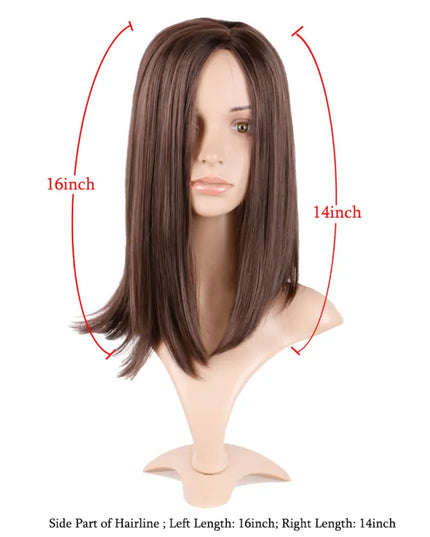 Synthetic Brown Mid-point Straight Clavicle Wig