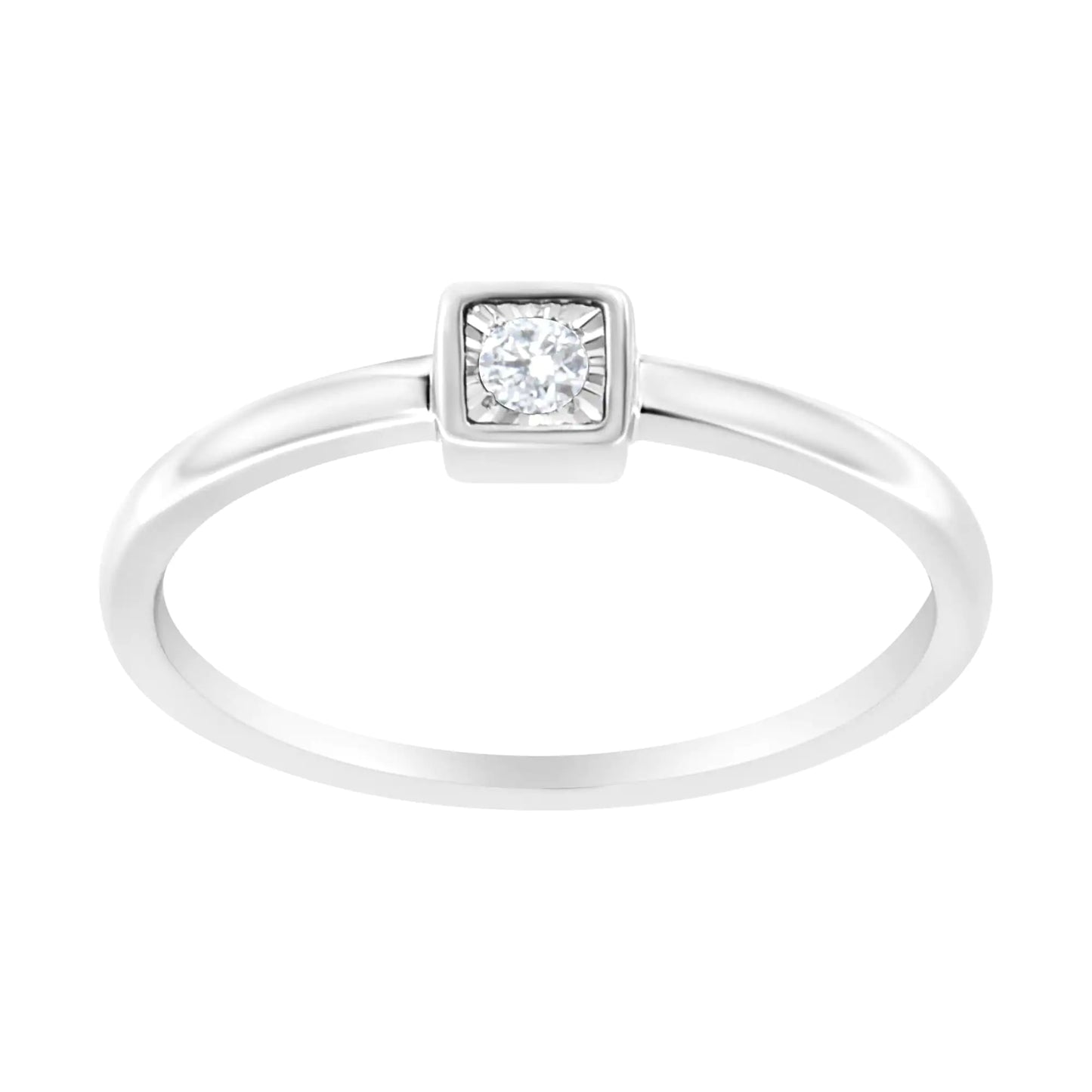 .925 Sterling Silver Miracle-Set Diamond Accent Cushion Shaped Promise Ring (J-K Color, I1-I2 Clarity)