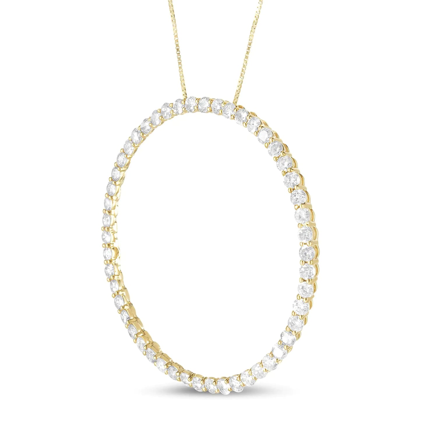 10K Yellow Gold Plated .925 Sterling Silver 4 Cttw Diamond Circle Hoop 18" Pendant Necklace (J-K Color, I1-I2 Clarity)