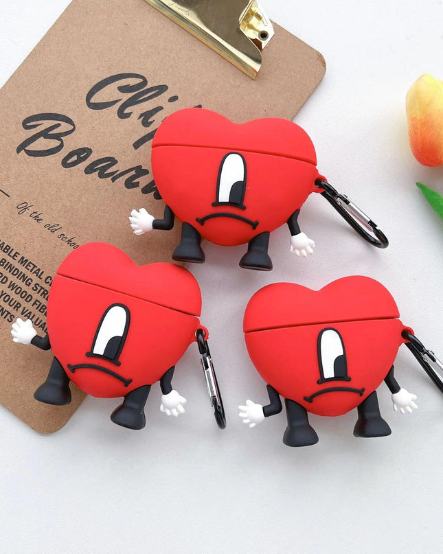 3D Red Bad Bunny Heart Earphone Case