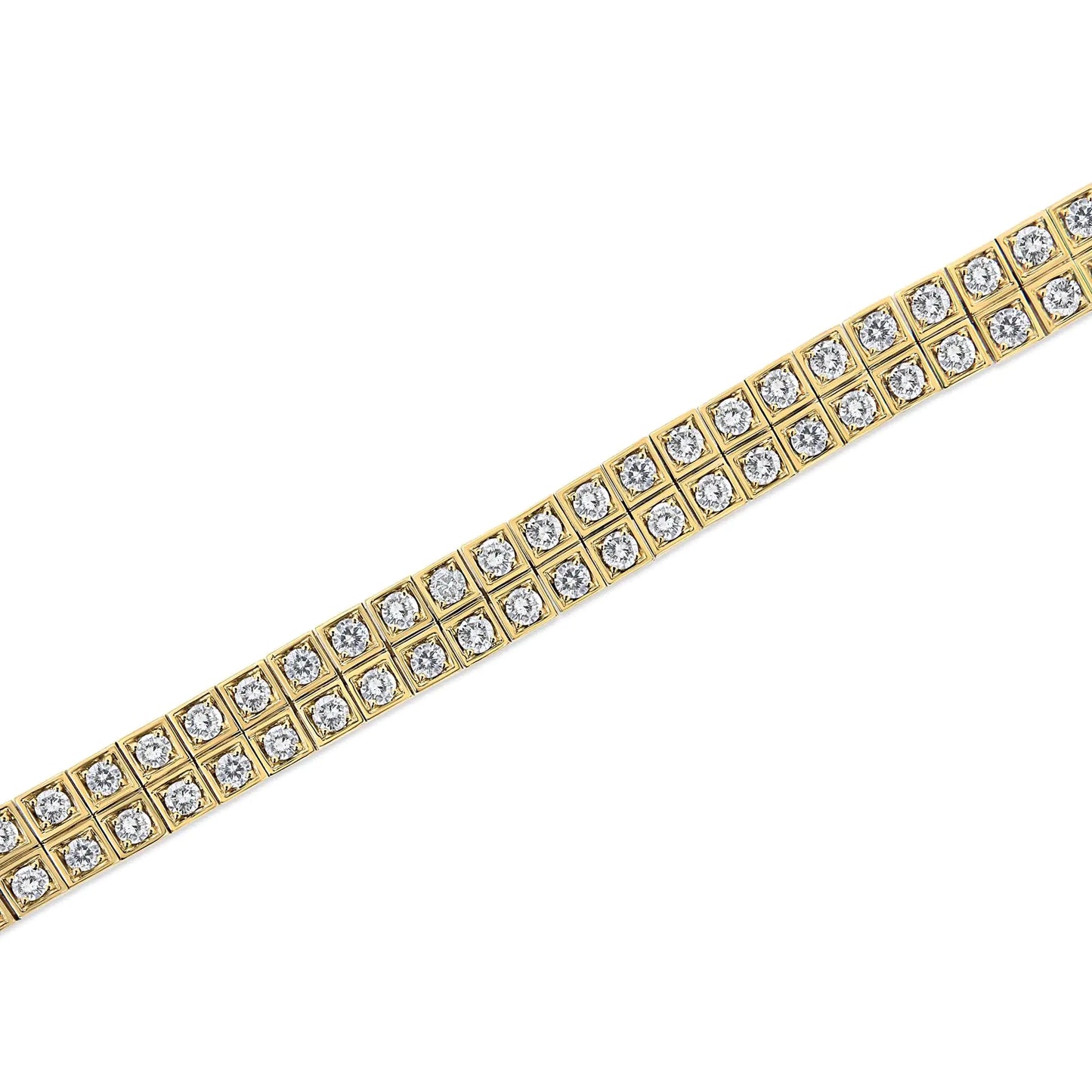 14K Yellow Gold 8.00 Cttw Prong Set Round-Cut Diamond Art Deco Style Two Row Square Frame Link Tennis Bracelet (J-K Color, I1-I2 Clarity) - Size 7.25"