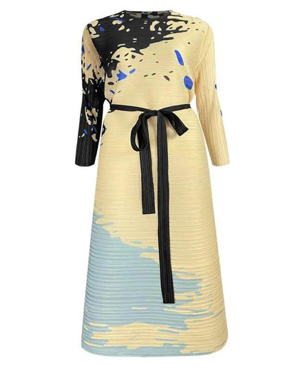 Abstract Splat Pleated Dress