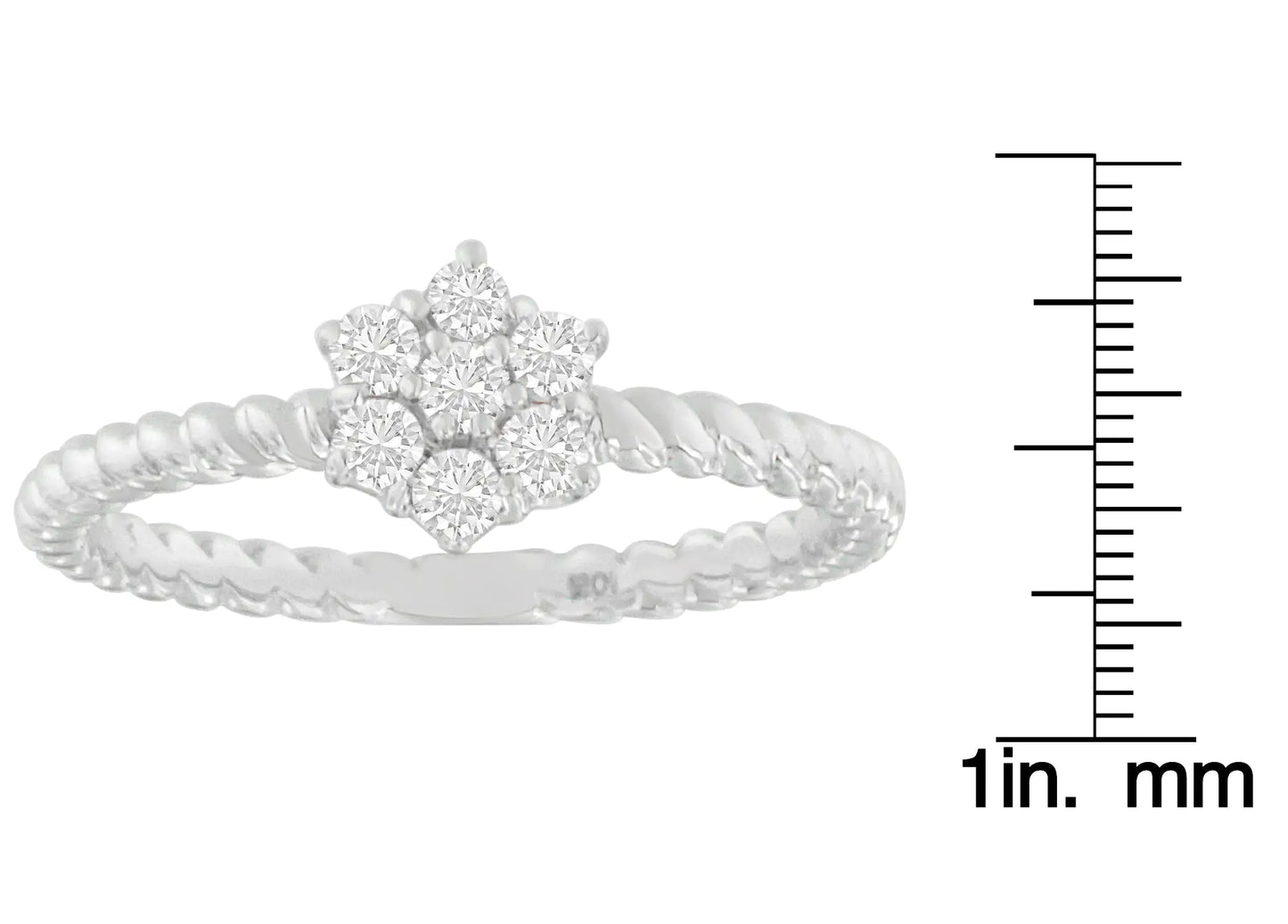 10K White Gold Diamond Cluster Ring (1/4 Cttw, H-I Color, SI1-SI2 Clarity)