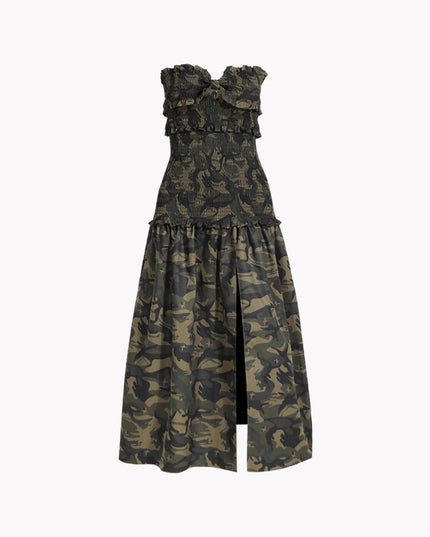 Camouflage Elastic Strapless Dress