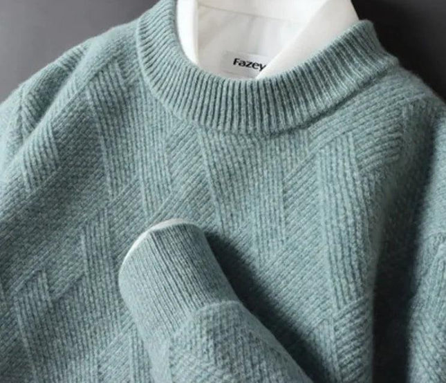 Men's Shirt Loose Thick Jacquard Round Neck