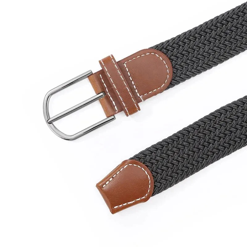 Elastic Leather Belt Alloy Buckle