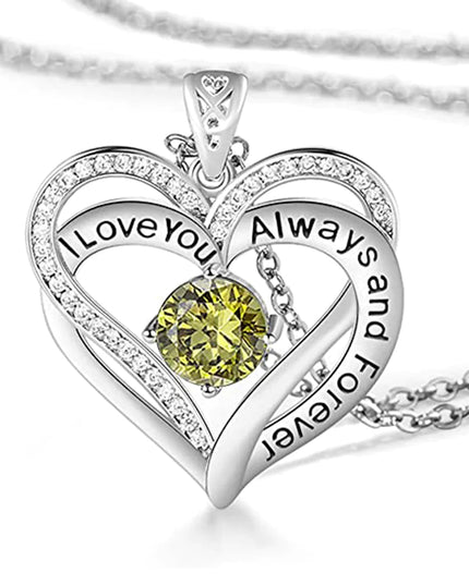 Crystal Heart Birthstone Necklace