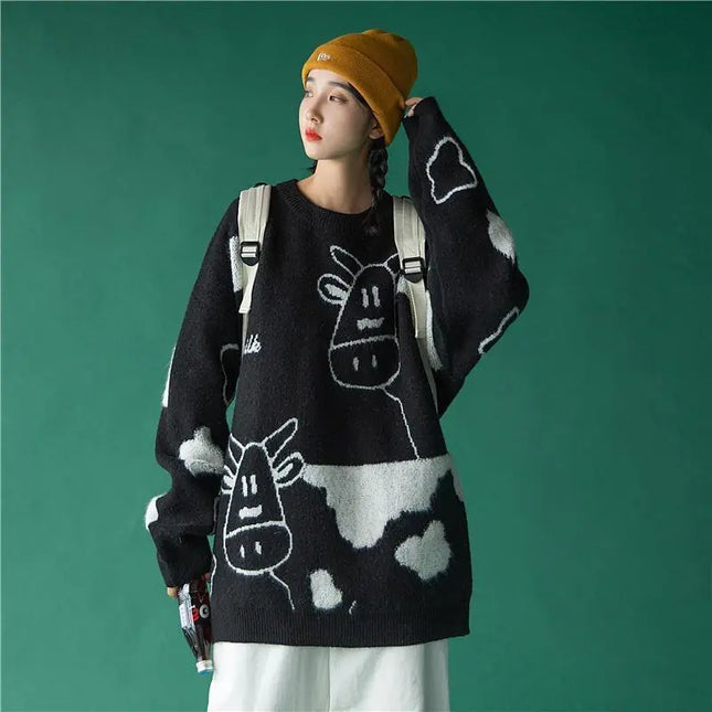 Korean Style Loose Pullover Sweater for Casual Wear